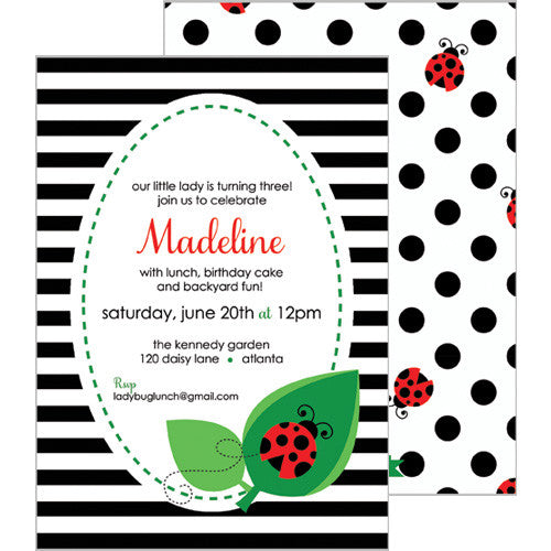 Kids Party Invitations - Lady Bug