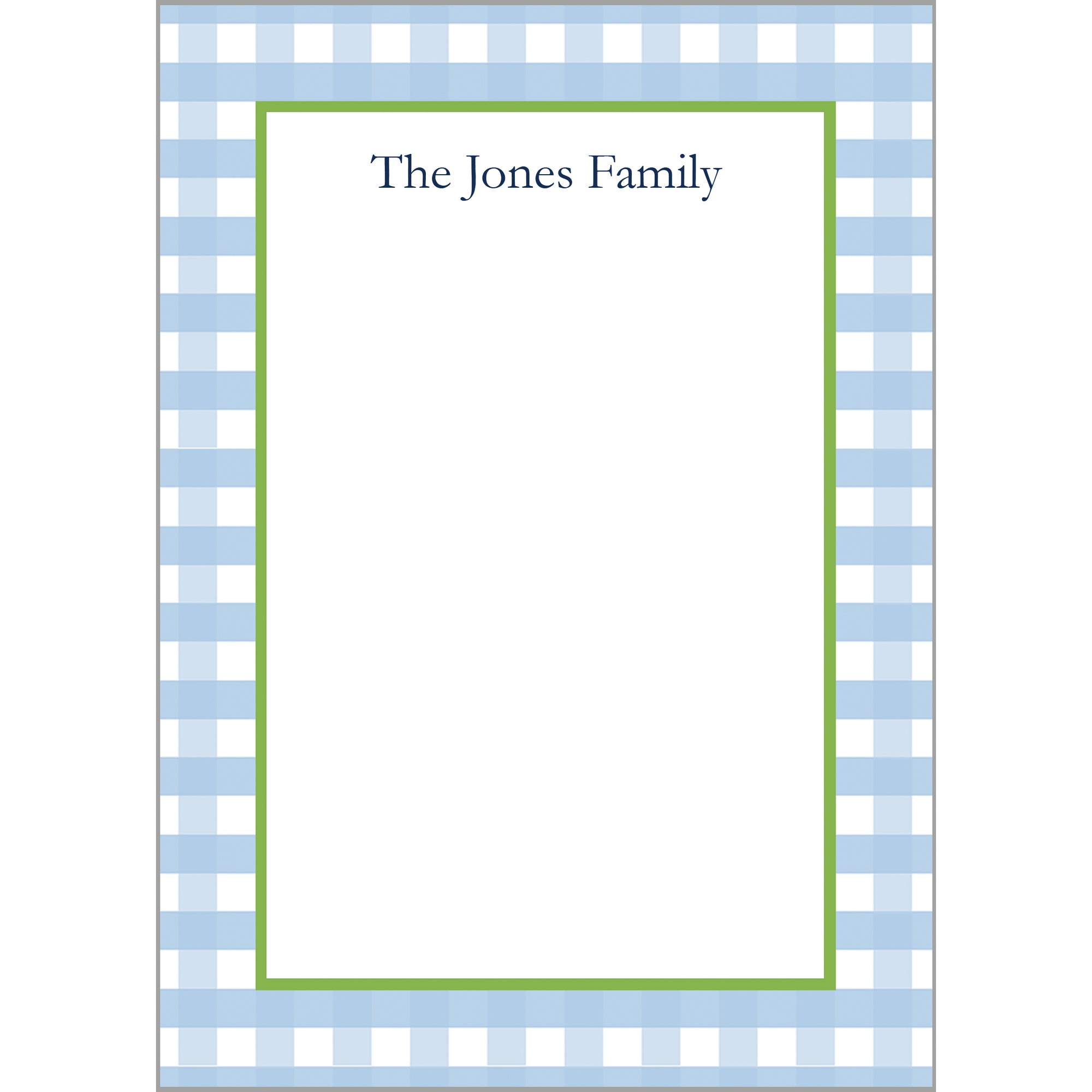 Lt. Blue Gingham Check Personalized Notepad