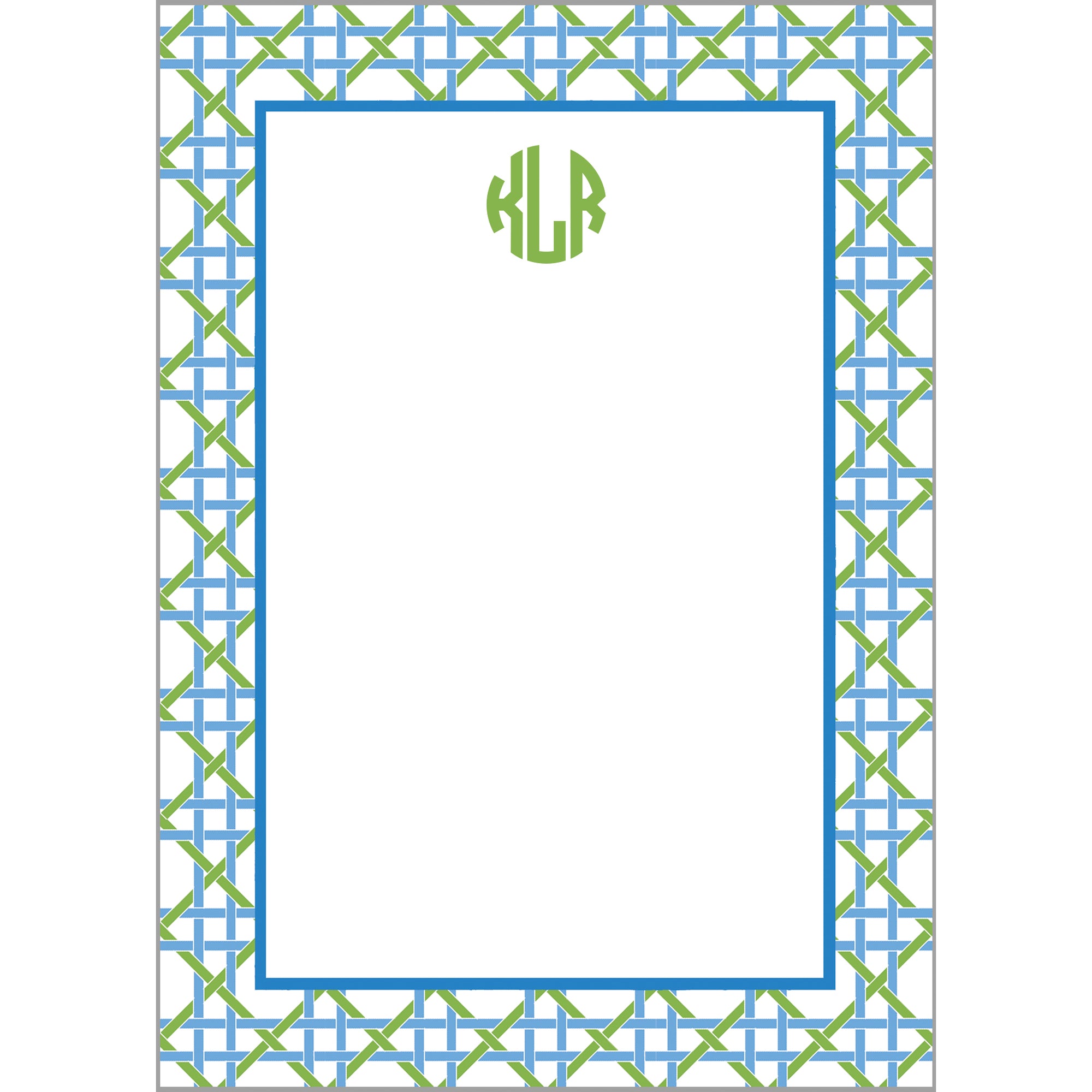 Blue + Green Basketweave Personalized Notepad