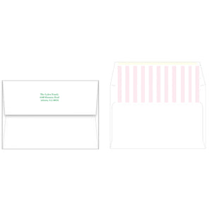 Pink Cabana Stripes + Scallop Christmas Photo Card