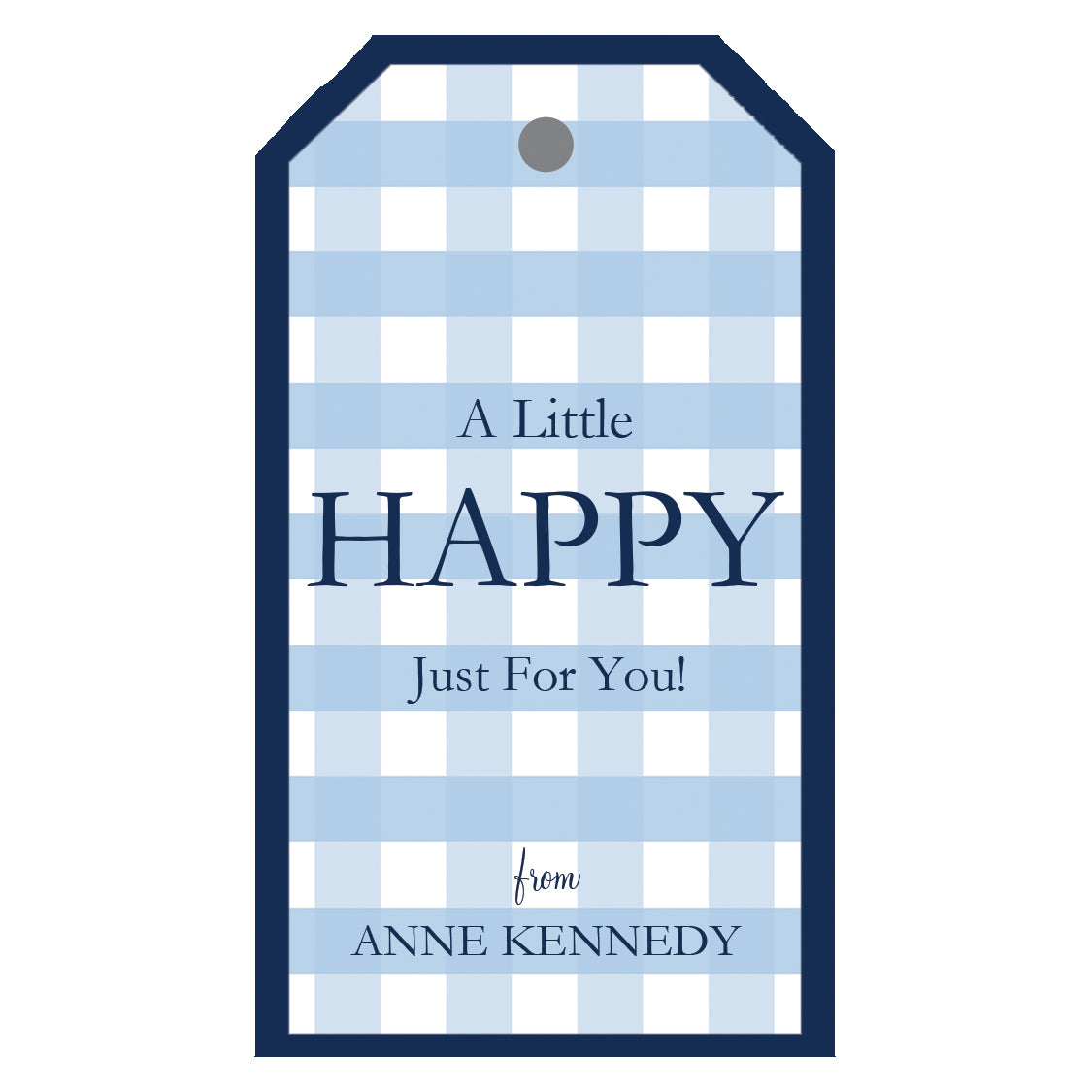 Gingham Check "HAPPY" Personalized Gift Tags