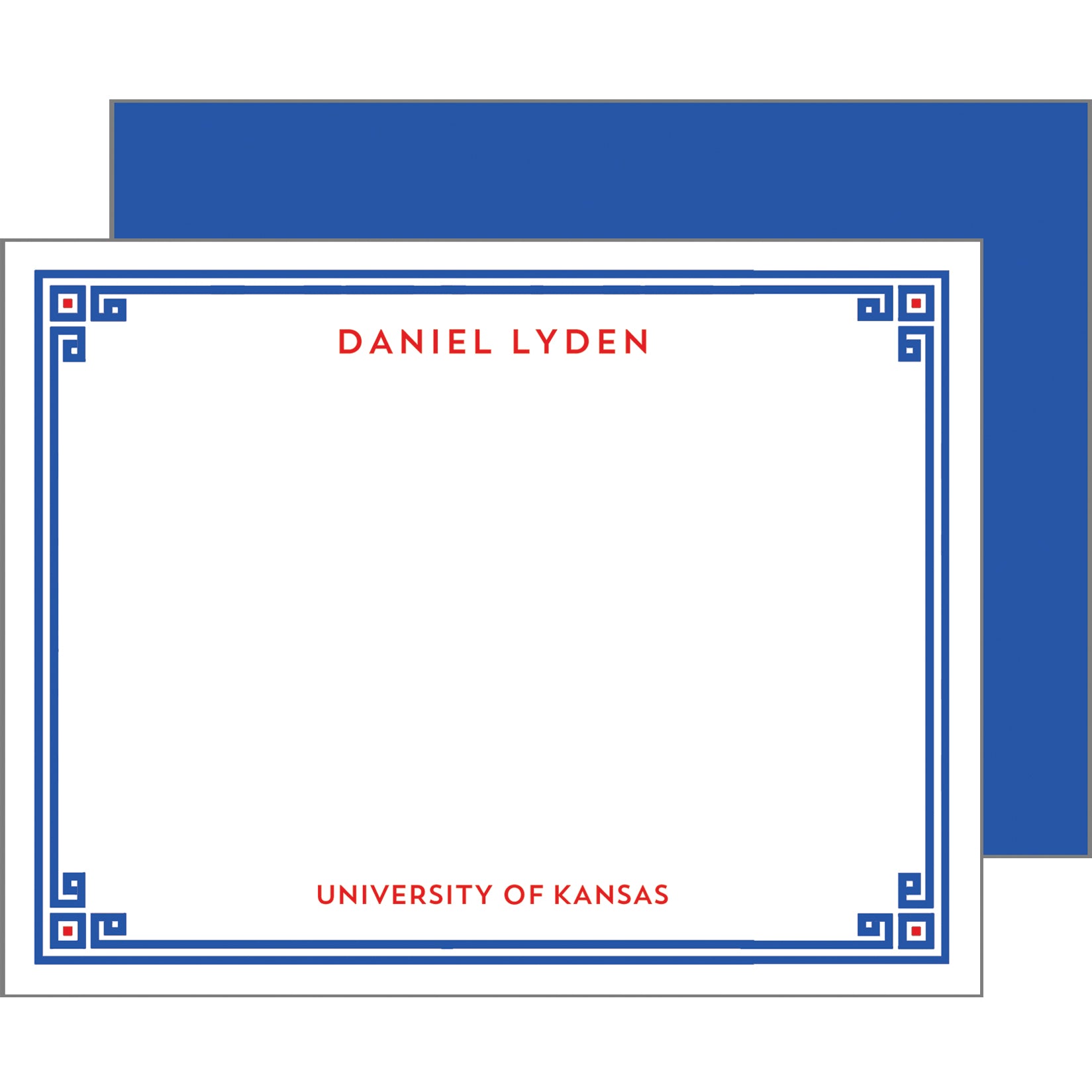 Graduation Greek Key Border Personalized Flat Notecards | Select Colors