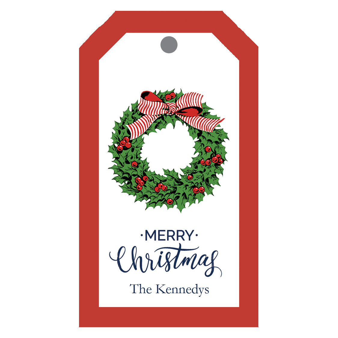 Holly Wreath Christmas Personalized Gift Tags