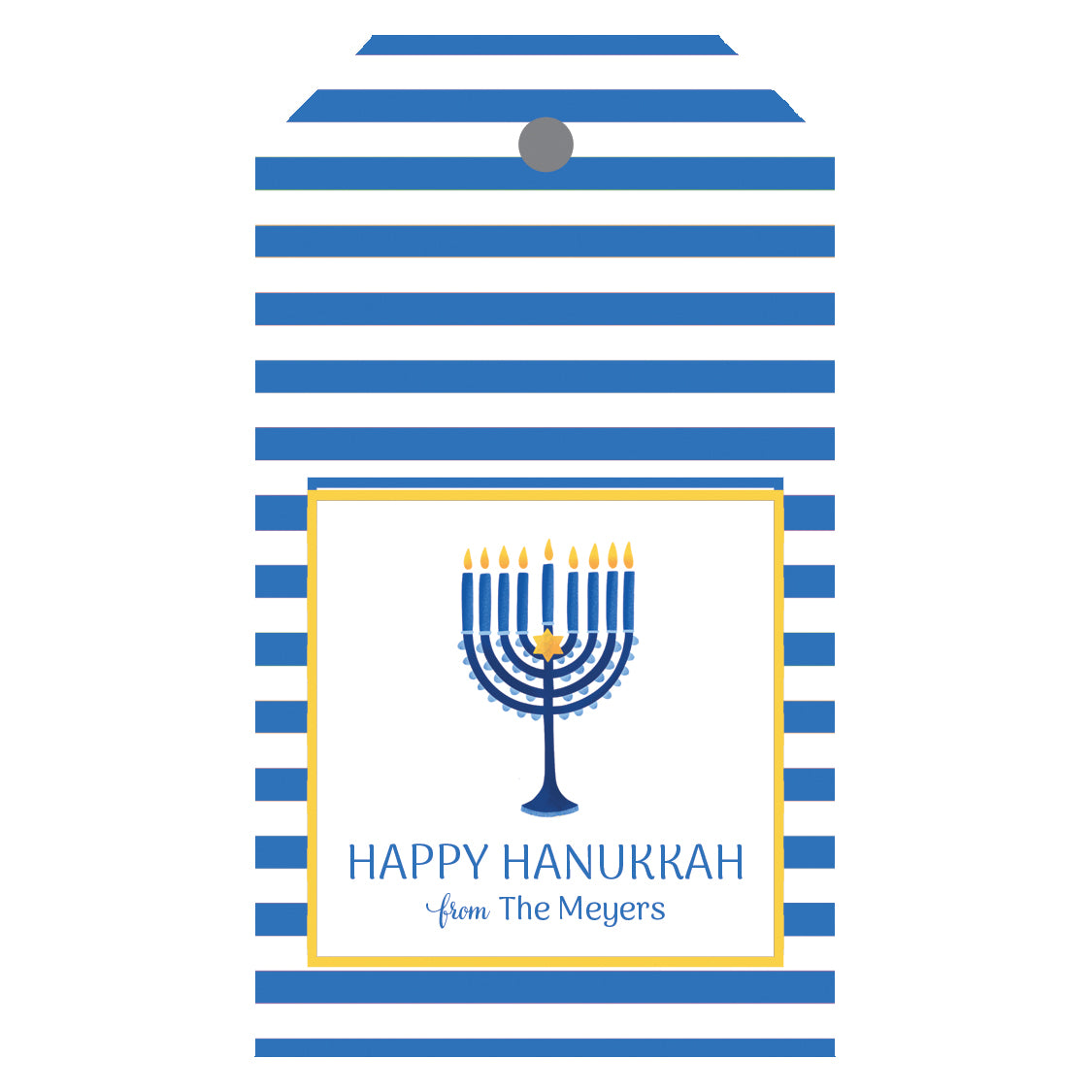 Menorah Stripe Hanukkah Personalized Gift Tags