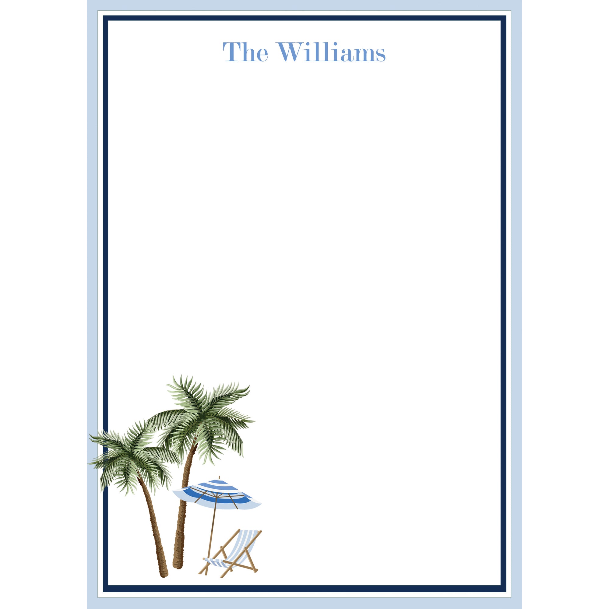 Palm Trees + Umbrella Chair Personalized Notepad