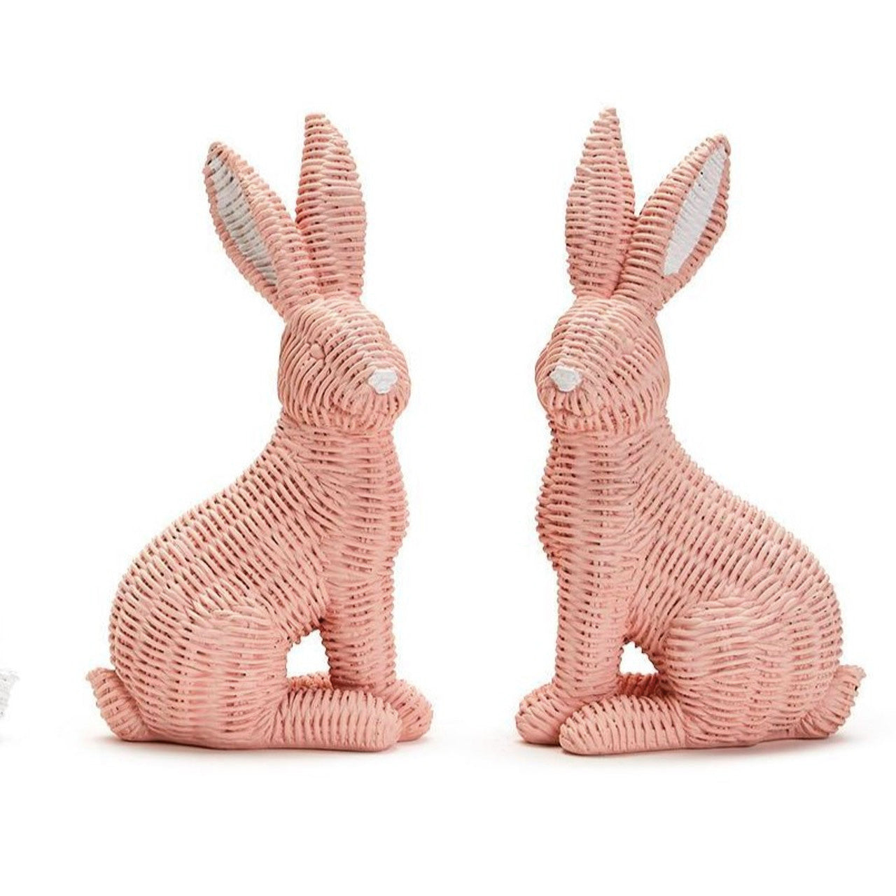 Rattan Easter Bunnies (Set of 2) | Pink