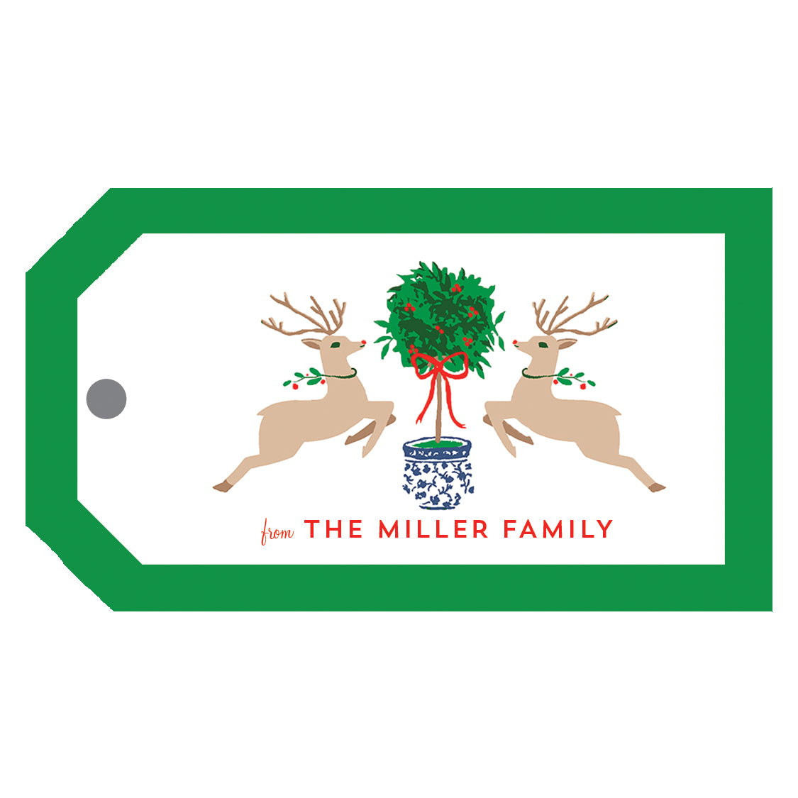 Reindeer Topiary Christmas Personalized Gift Tags