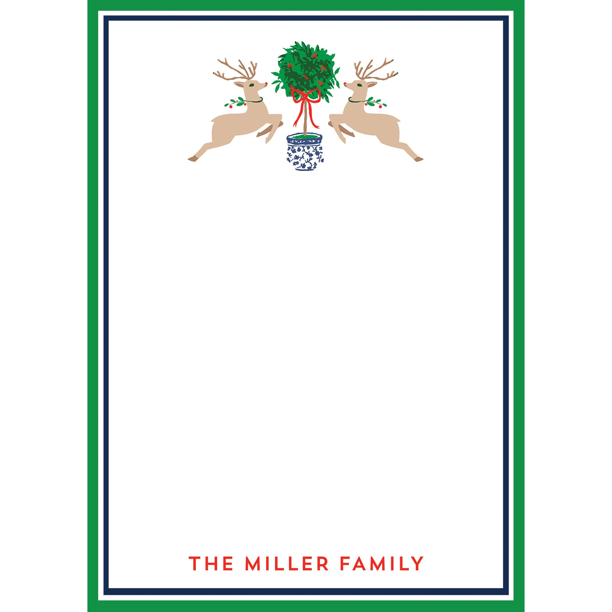 Reindeer Topiary Personalized Notepad