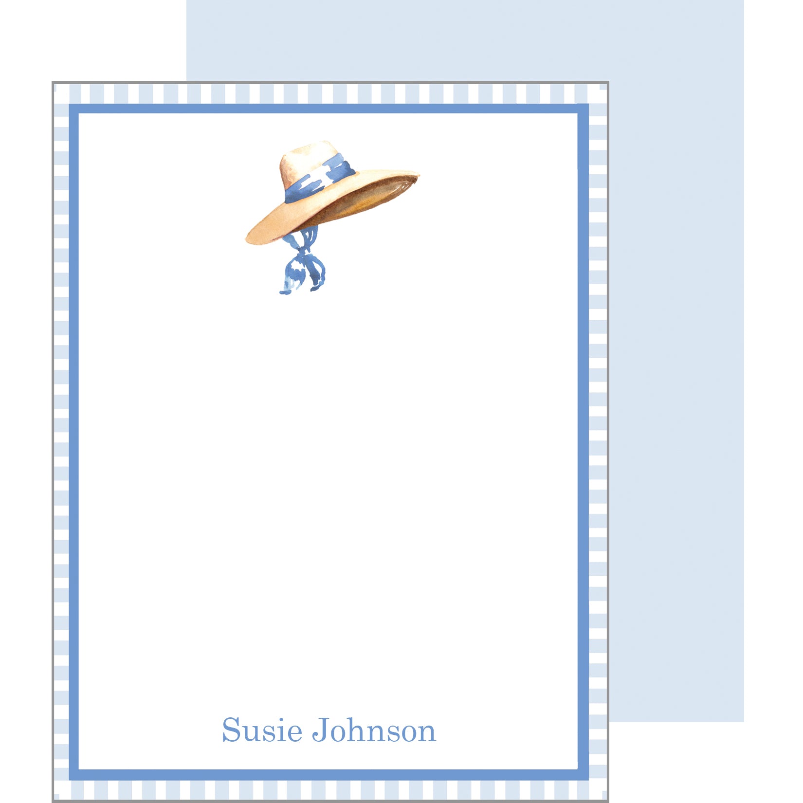 Straw Hat Personalized Flat Notecards
