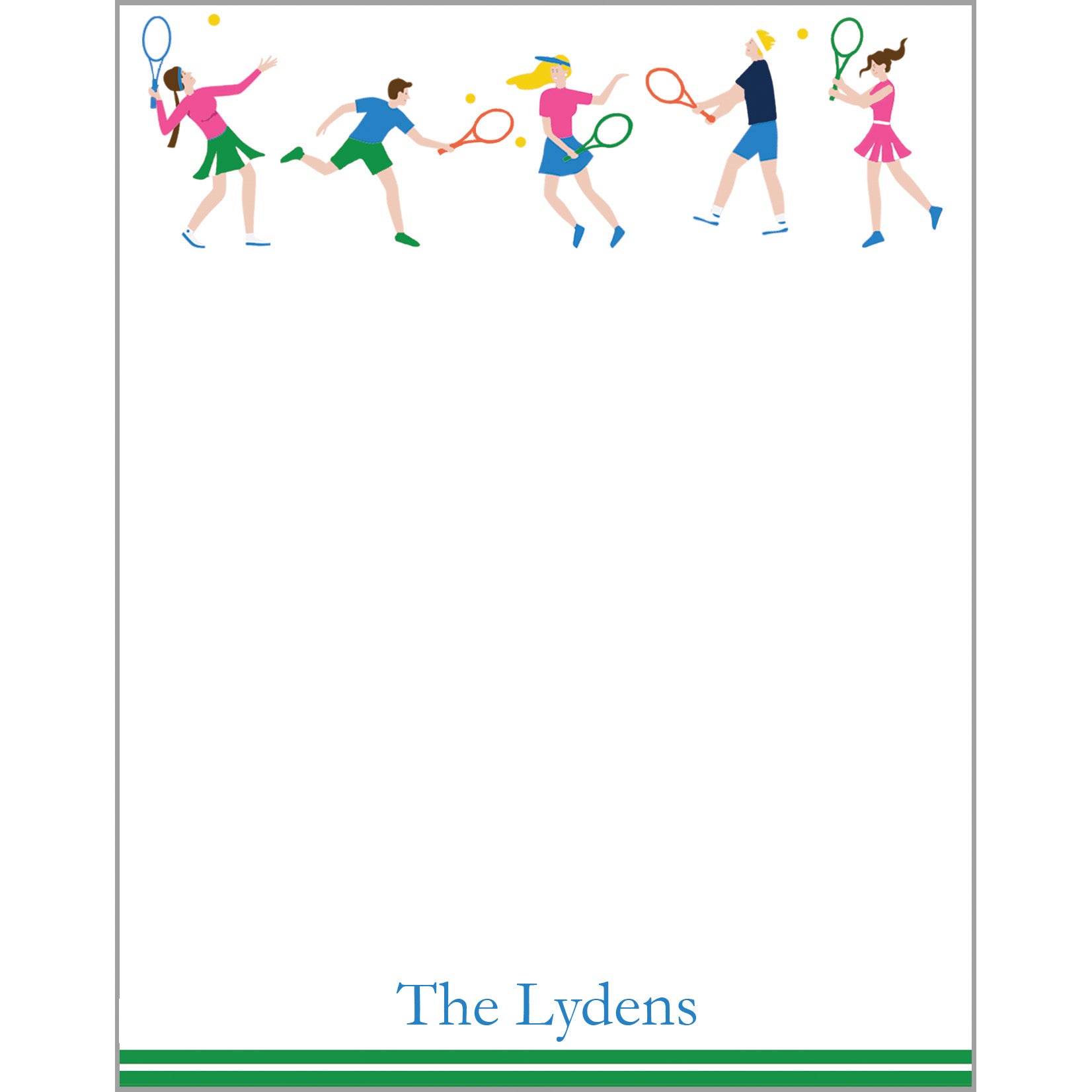 Colorful Tennis Players Personalized Notepad