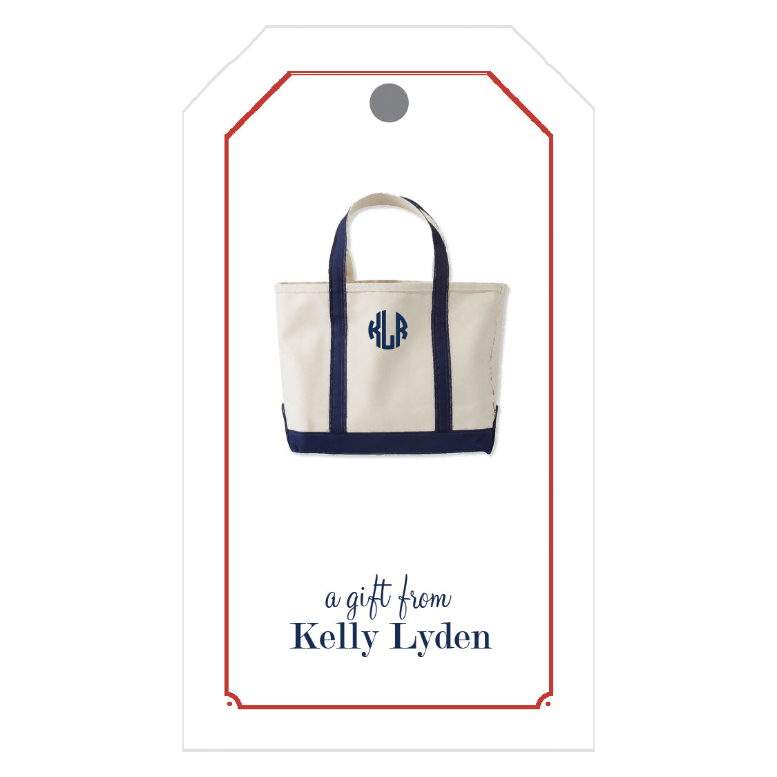 Monogrammed Canvas Boat Tote Personalized Gift Tags