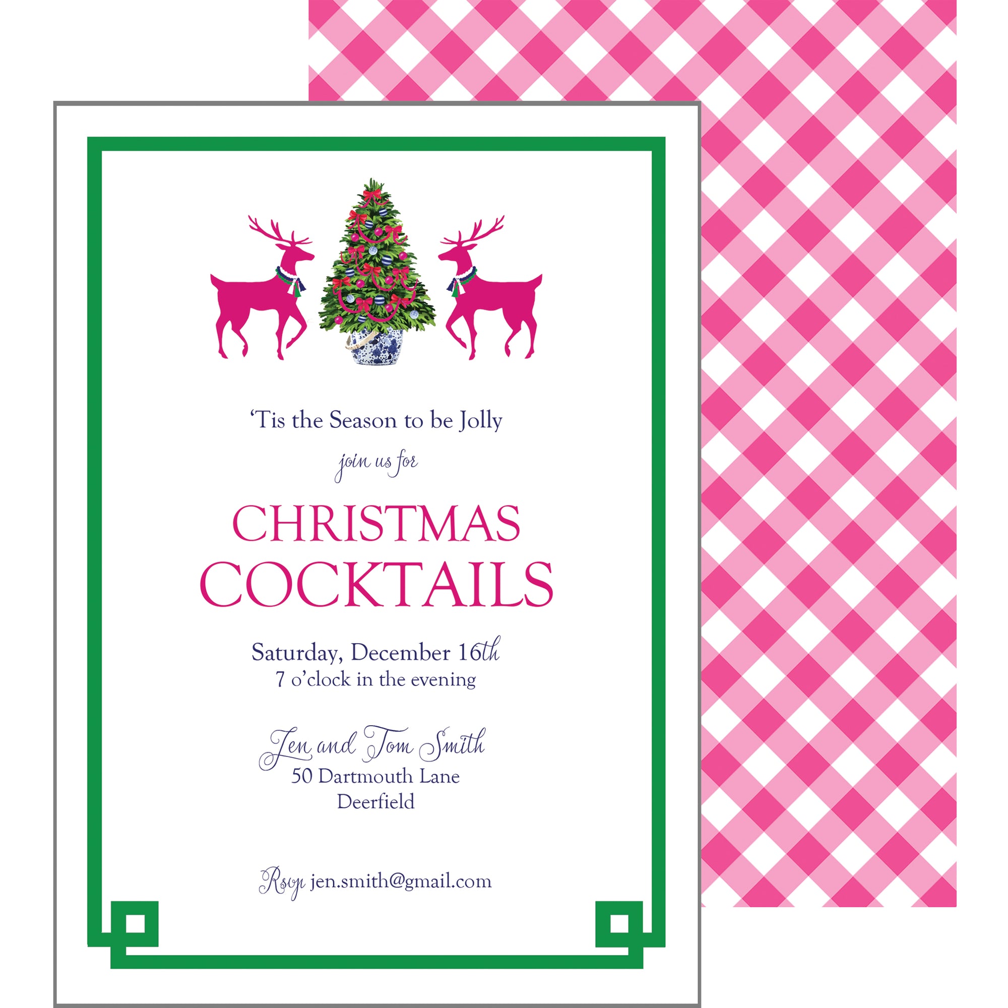 Hot Pink Reindeer Games Christmas Party Invitation