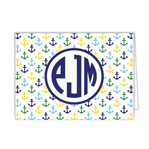 Colorful Anchor Personalized Folded Notecards