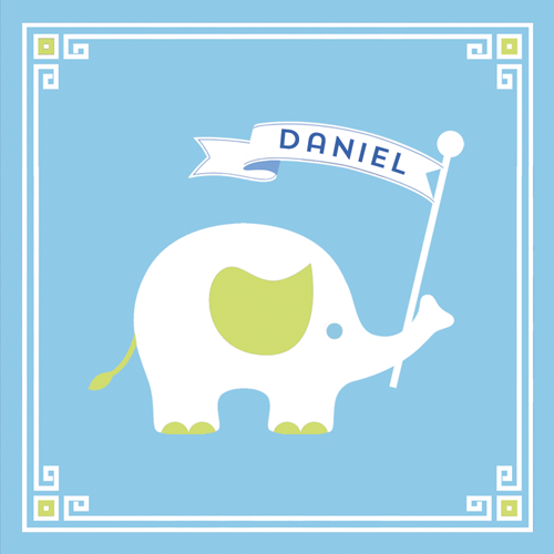 2.5" Square Baby Safari Birthday Elephant Sticker - Set of 24
