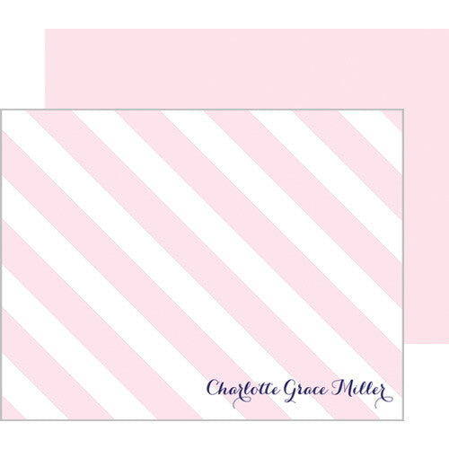 Baby Pink Stripe Flat Notecards