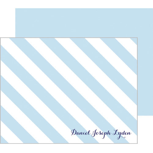 Baby Diagonal Stripe Personalized Flat Notecard - More Colors