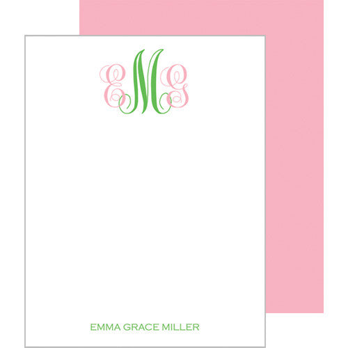 Baby Monogram Personalized Flat Notecards - More Color Options