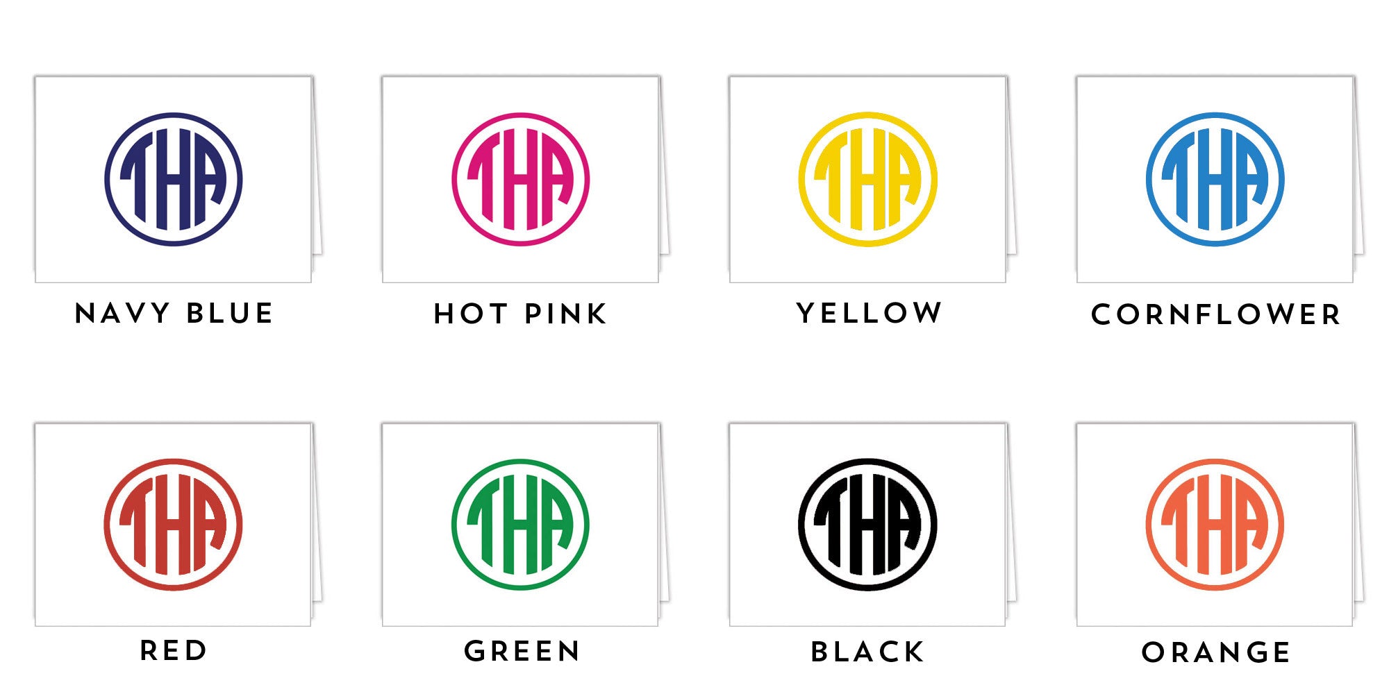 Block Monogram Personalized Folded Notecard - More Color Options