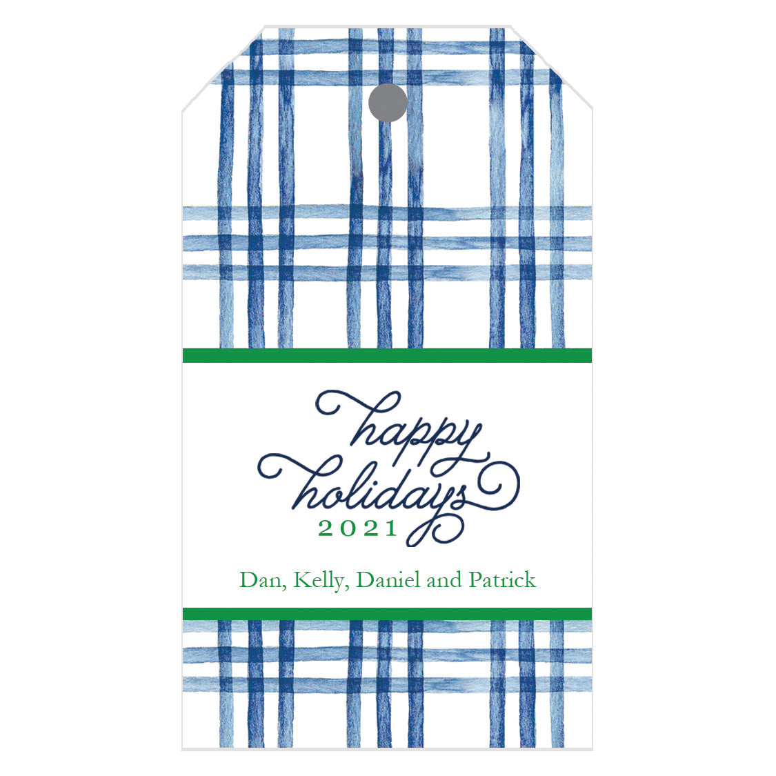 Blue Windowpane Personalized Holiday Gift Tags
