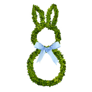 SALE! 27" Boxwood Bunny Wreath with Blue Bow
