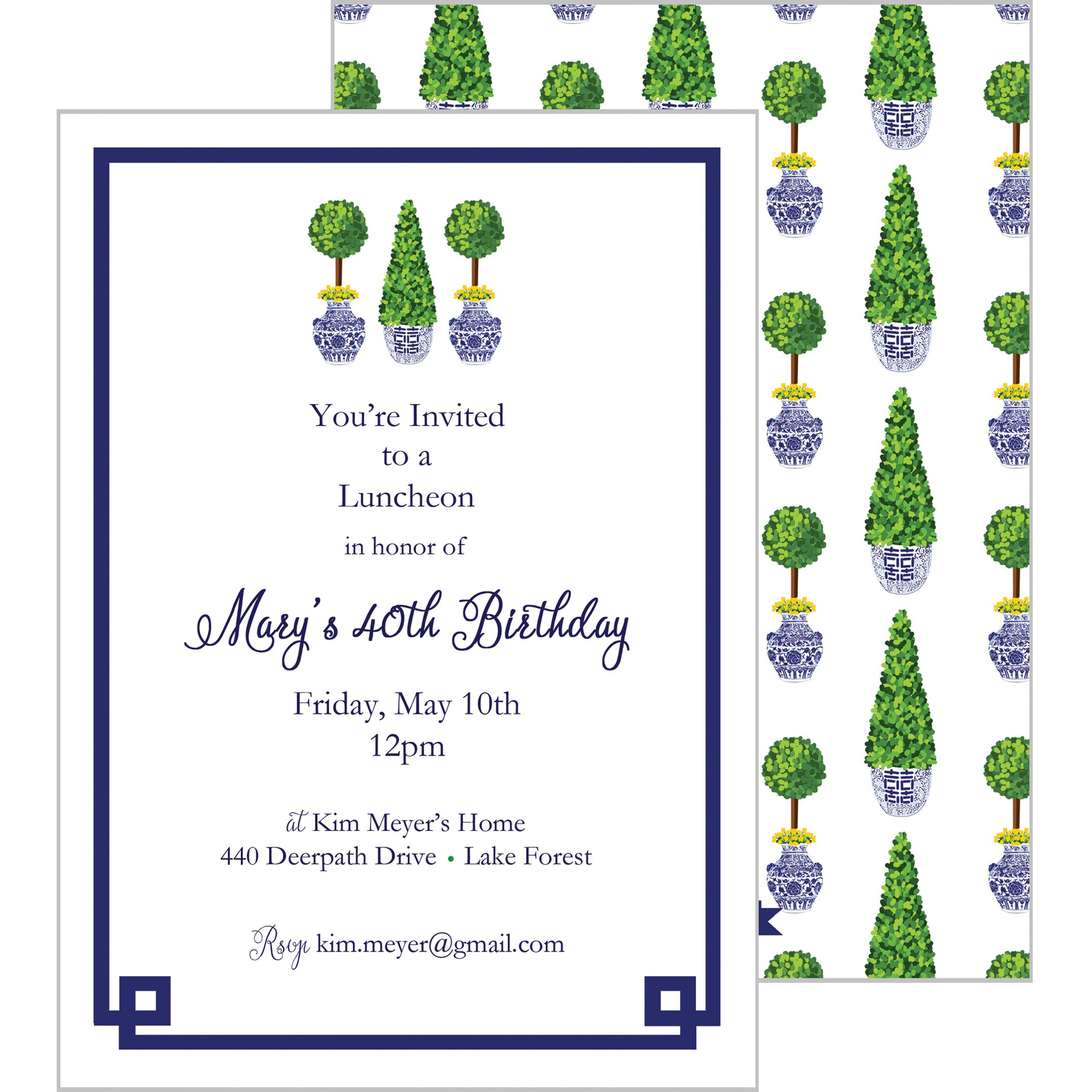 Chinoiserie Topiary Party Invitation