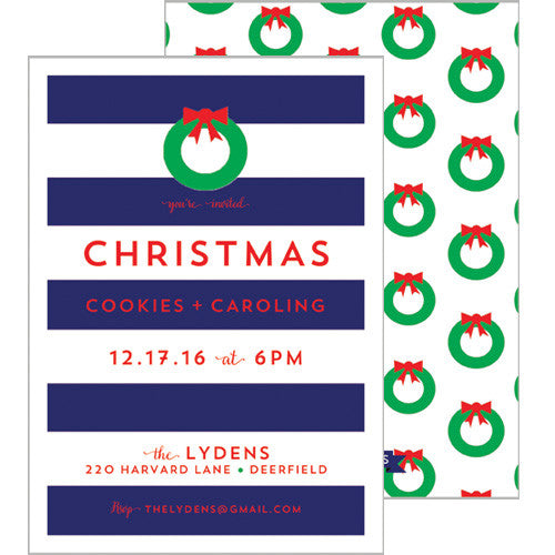 Christmas Rugby Stripe Party Invitation