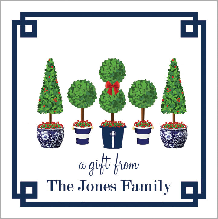 Christmas Topiary Trees Gift Sticker | Set of 24