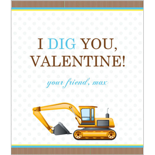 Construction "I Dig You" Valentines for Kids