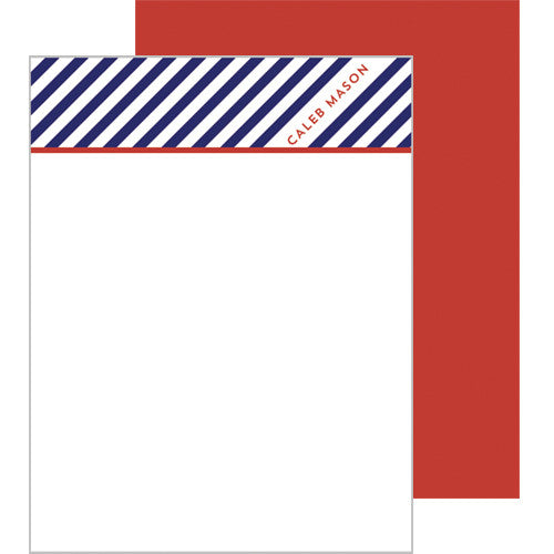 Diagonal Stripe Personalized Flat Notecards - More Color Options