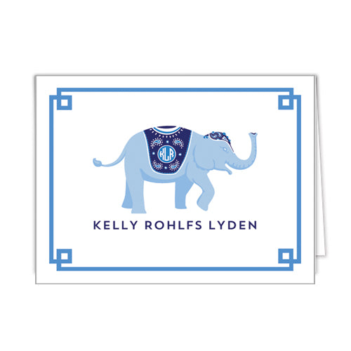 Monogrammed Elephant Folded Notecard - More Colors