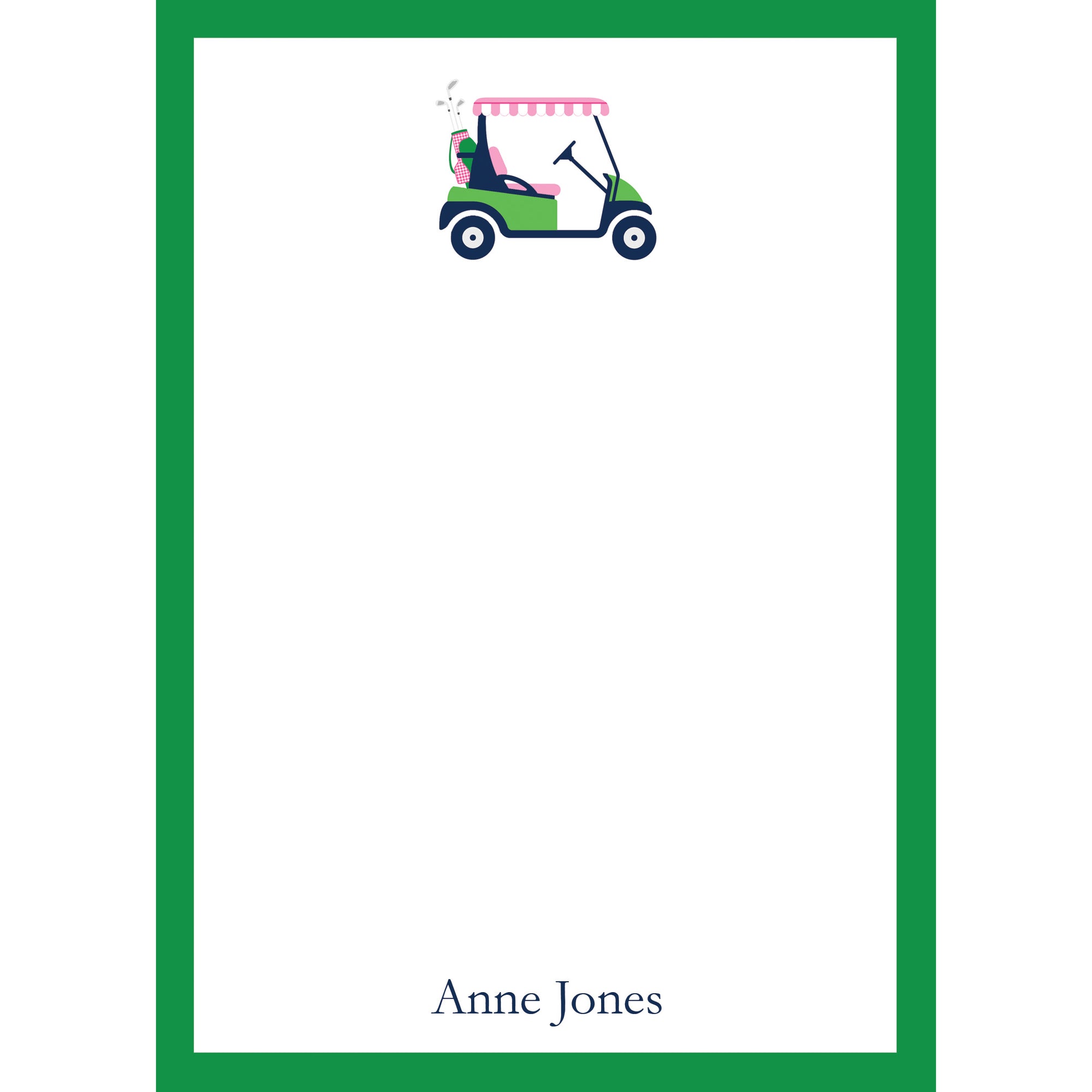 Preppy Golf Cart Personalized Notepad