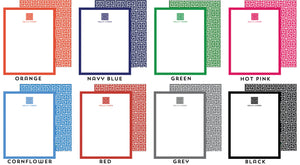 Greek Key Emblem Personalized Flat Notecards - More Colors