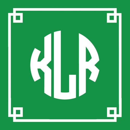 Green Fretwork Monogram Square Gift Sticker - Set of 24