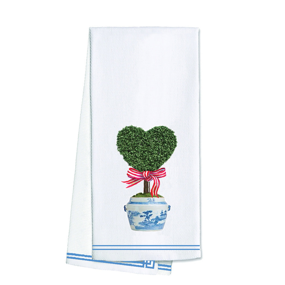 WH Hostess Cotton Tea Towel | Heart Topiary Tree