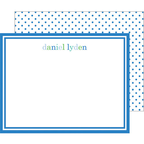 Blue Colorful Text Personalized Flat Notecards