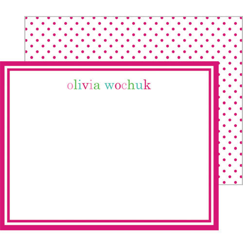 Pink Colorful Text Personalized Flat Notecards