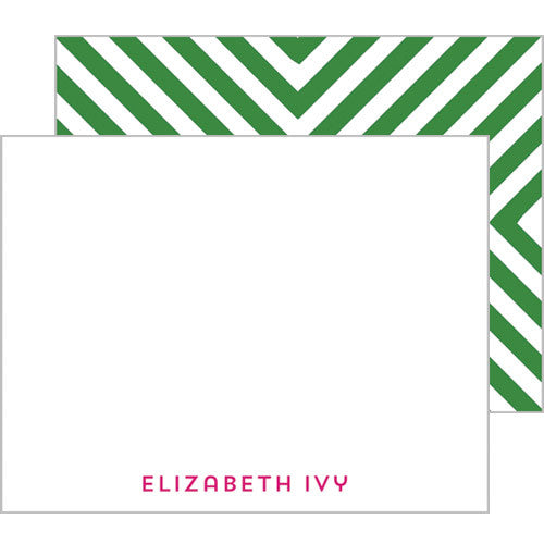 Mitered Stripe Personalized Flat Notecards - More Color Options