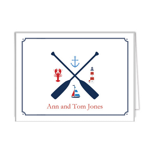 Nautical Crest Personalized Folded Notecards