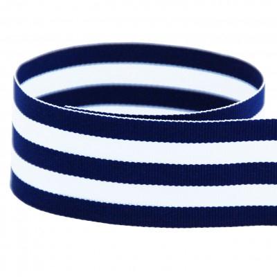 Preppy Striped Grosgrain Ribbon | Navy Blue