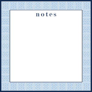 Stock Shoppe: 8.5x8.5 SLAB Stock Notepad | China Blue Greek Key "Notes"