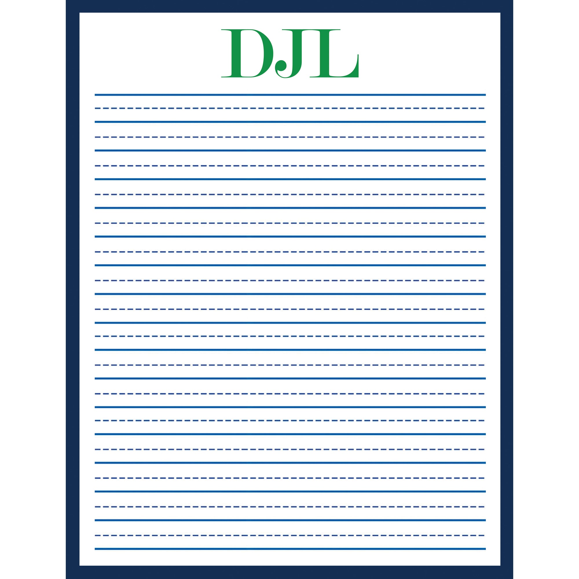 8.5x11 Preppy Monogram Lined Notepad (50 pages) | Navy Blue