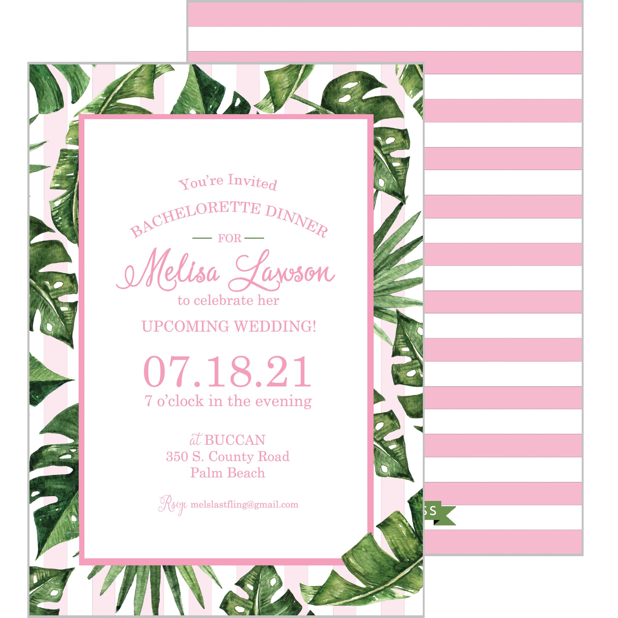 Watercolor Palm Leaves Party Invitation