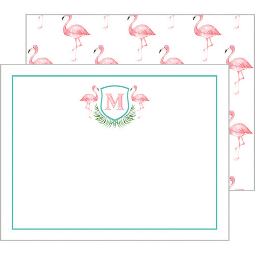 Watercolor Pink Flamingo Personalized Flat Notecards