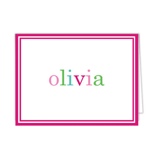 Pink Colorful Text Personalized Folded Notecards