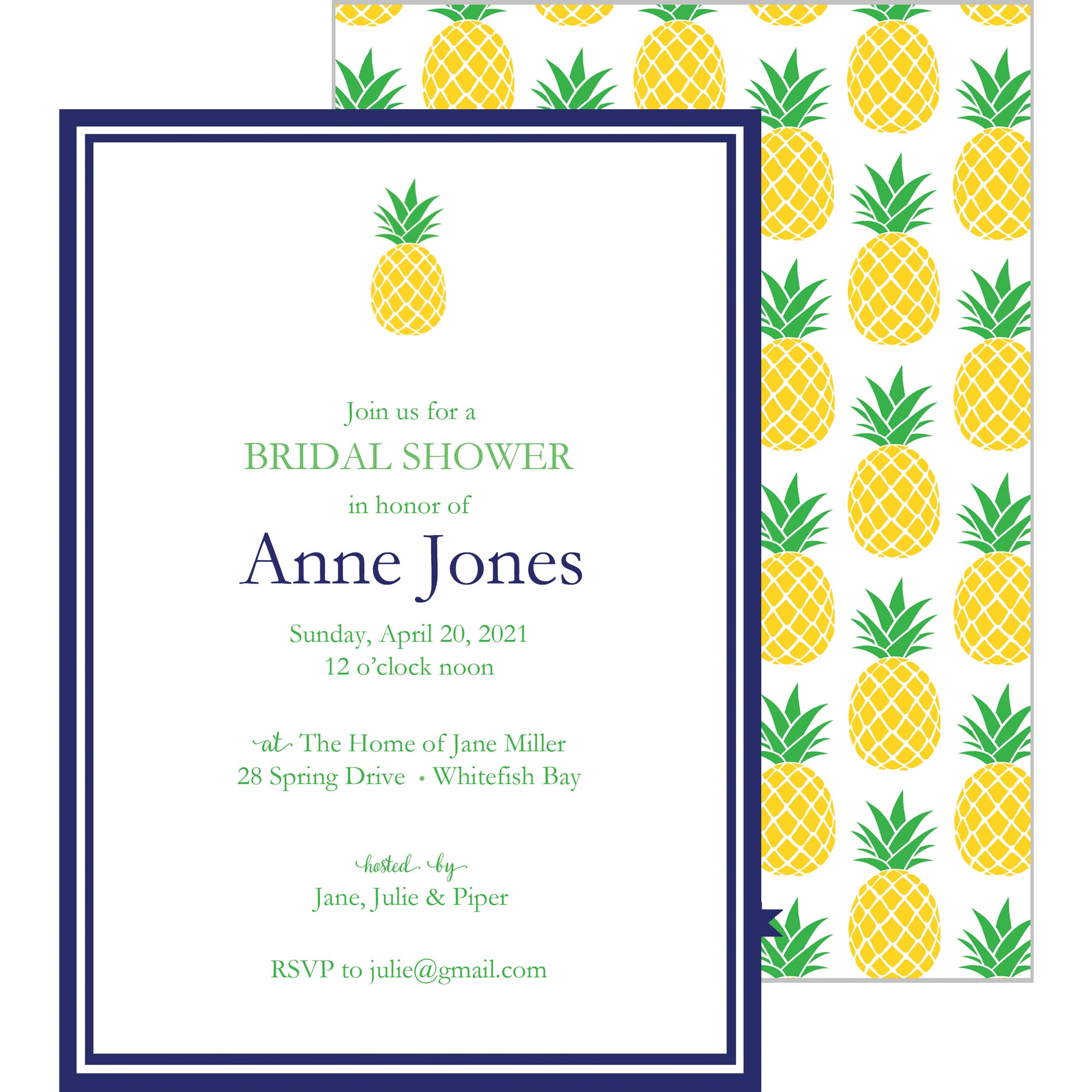 Preppy Pineapple Party Invitation