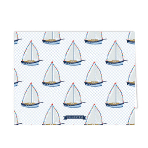 Sailboat with Nautical Flags Personalized Folded Notecards