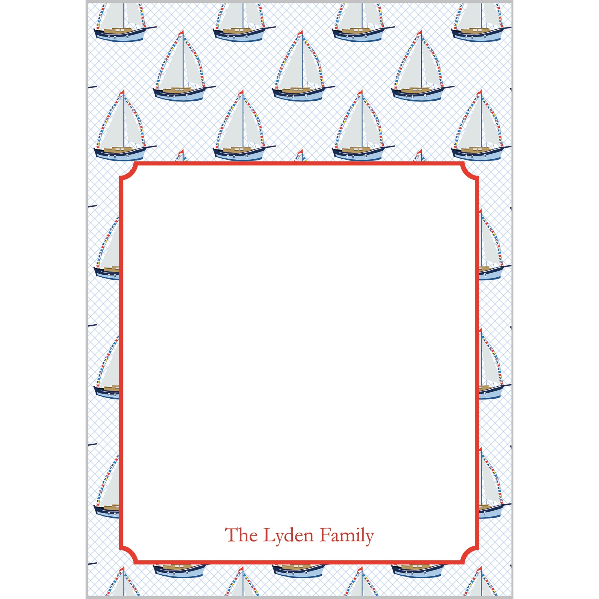 Sailboat Pattern Personalized Notepad