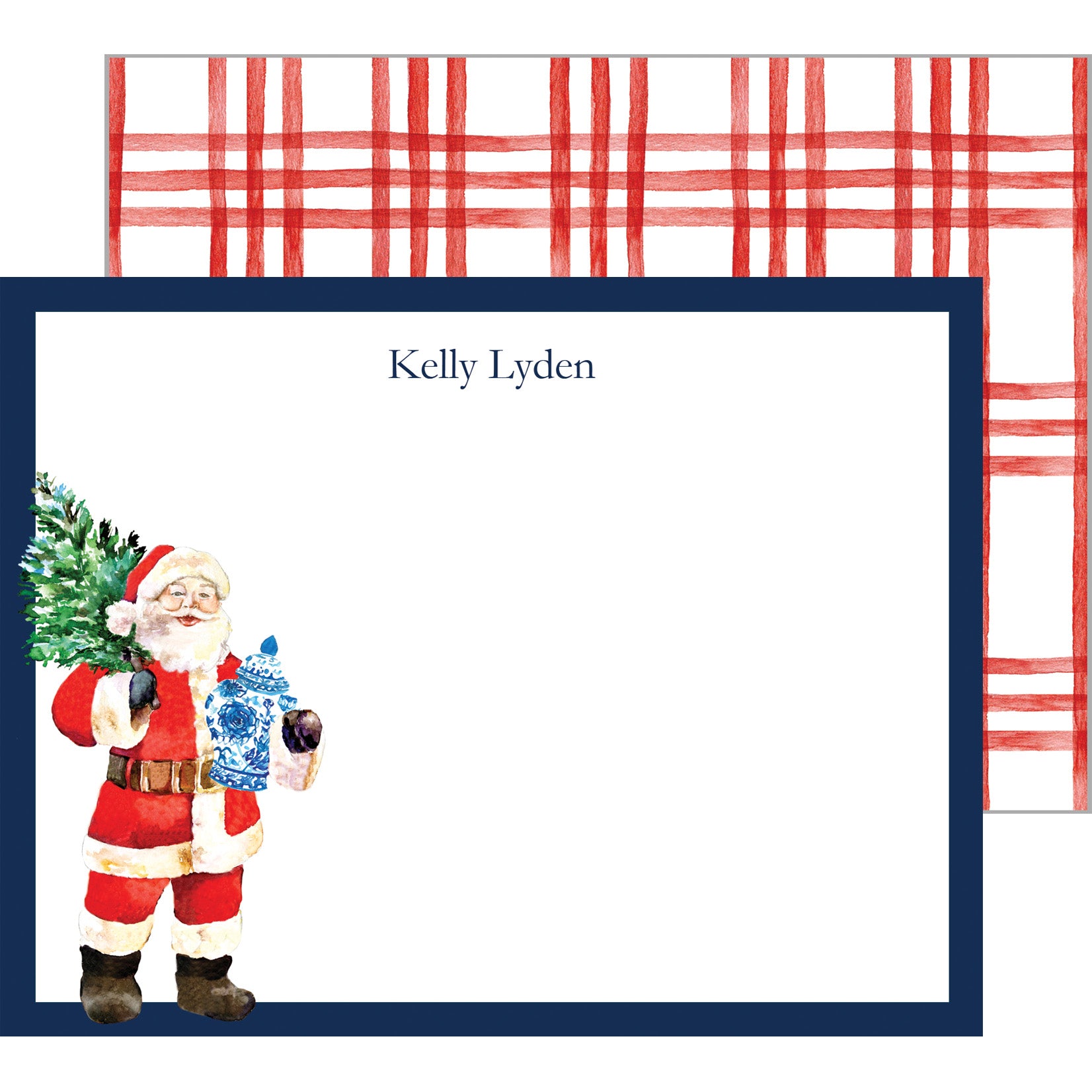 Santa Claus with Ginger Jar Personalized Flat Notecard