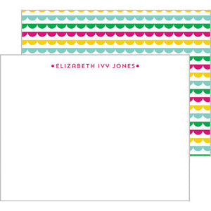 Scallop Banner Personalized Flat Notecards - More Color Options