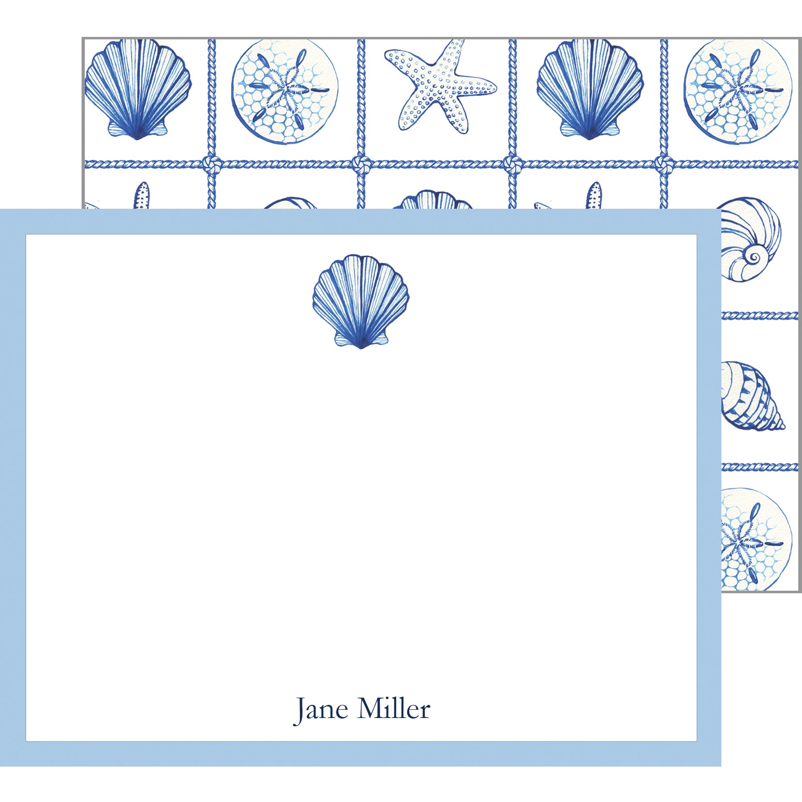 Sea Shells Personalized Flat Notecards